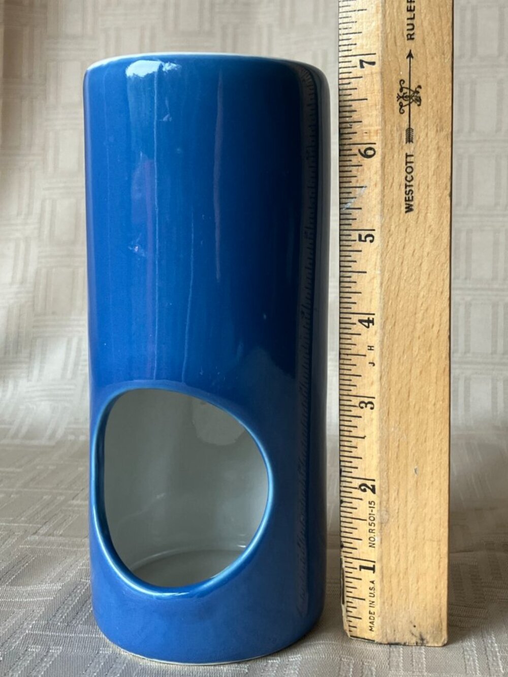 Blue Ceramic Wax Melt Warmer Tea Light Candle Oil Burner Pillar Cylinder - Picture 7 of 8